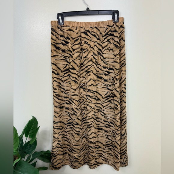 Amanda Smith Pure Silk Leopard Animal Print MIDI Skirt, PETITE LARGE - Picture 2 of 3